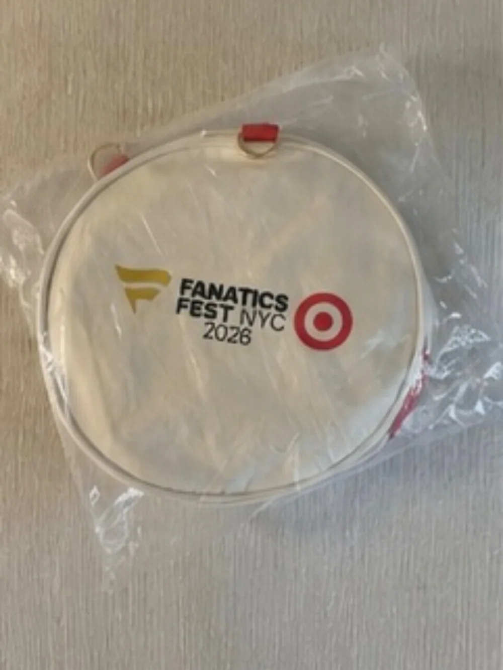 Official Target x Fanatic Fest Cream Canvas Duffel Bag with Red Straps